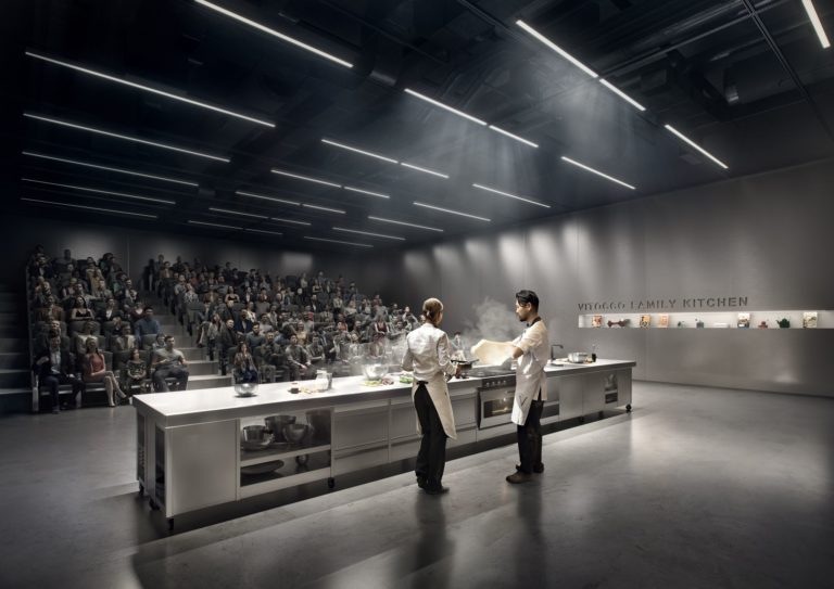 Render of two chefs in kitchen.